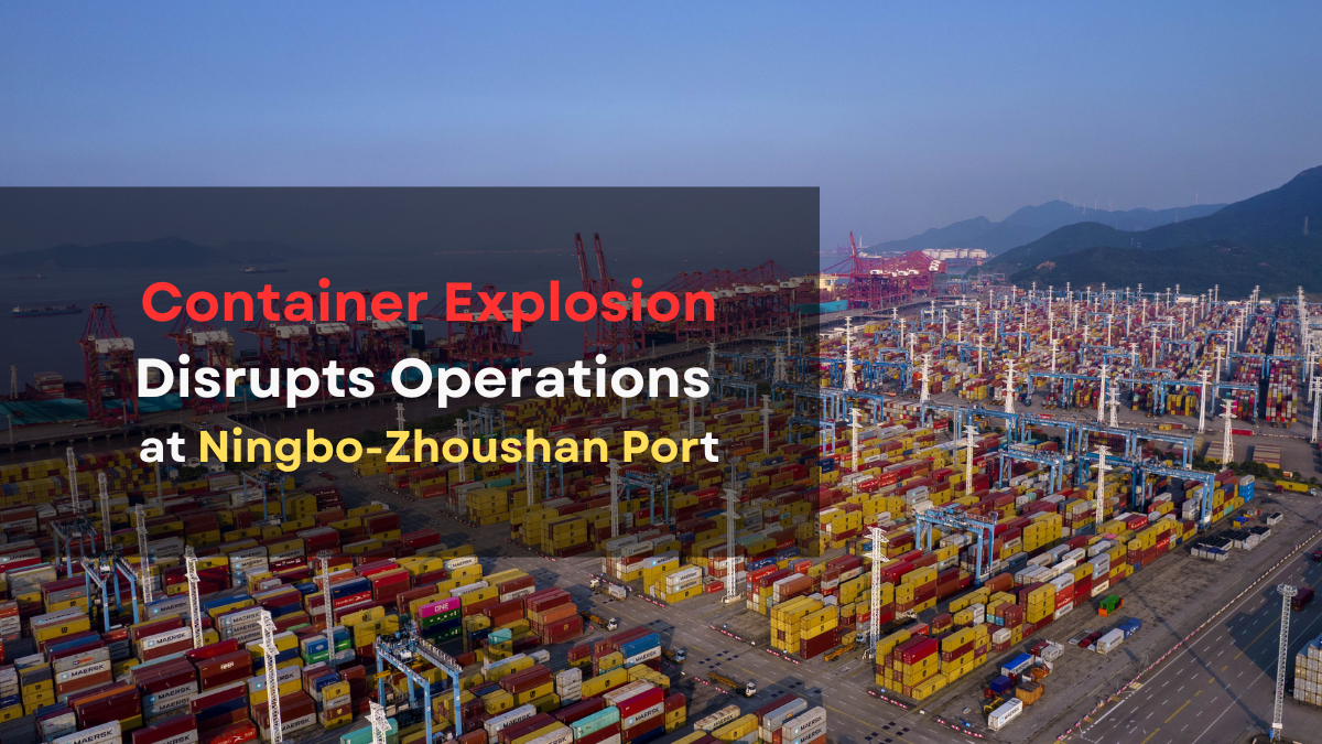 explosion on Taiwanese shipping firm Yang Ming Marine Transport Corp’s cargo ship YM Mobility at the Port of Ningbo-Zhoushan in Ningbo, China, on Friday.