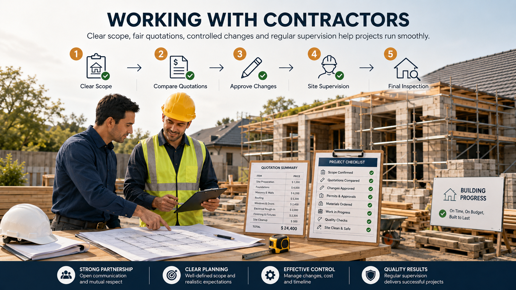 Contractors: Scope of Work, Quotations, Change Orders & Site Supervision
